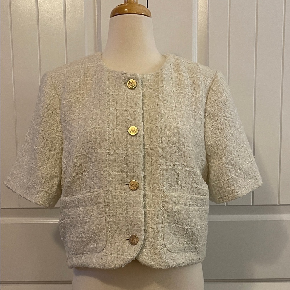 Abercrombie & Fitch Cream Textured Blazer
